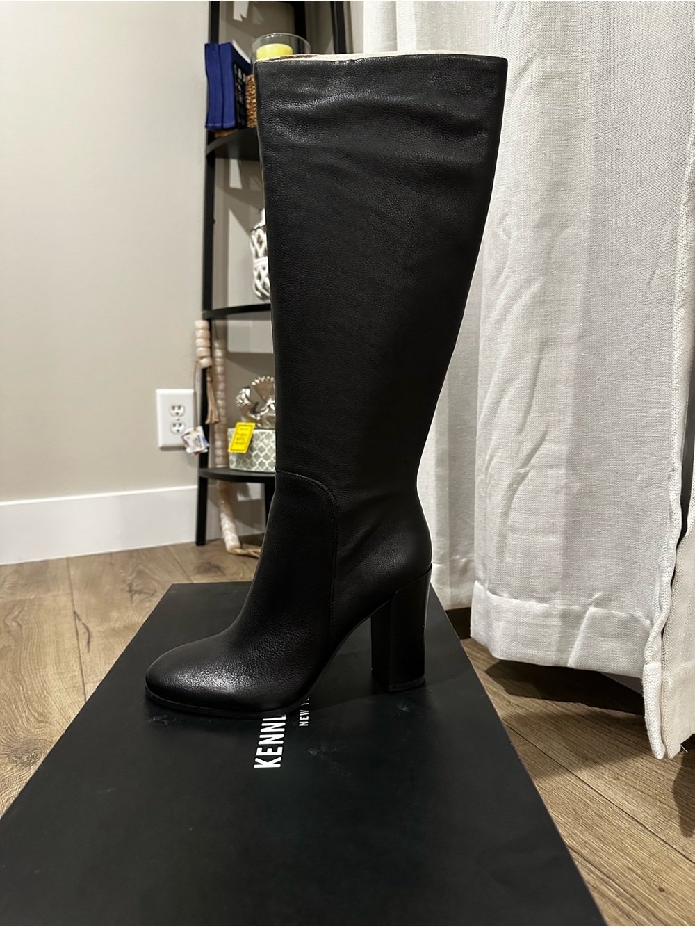 Kenneth Cole Black Over-the-Knee Block Heel Boots
